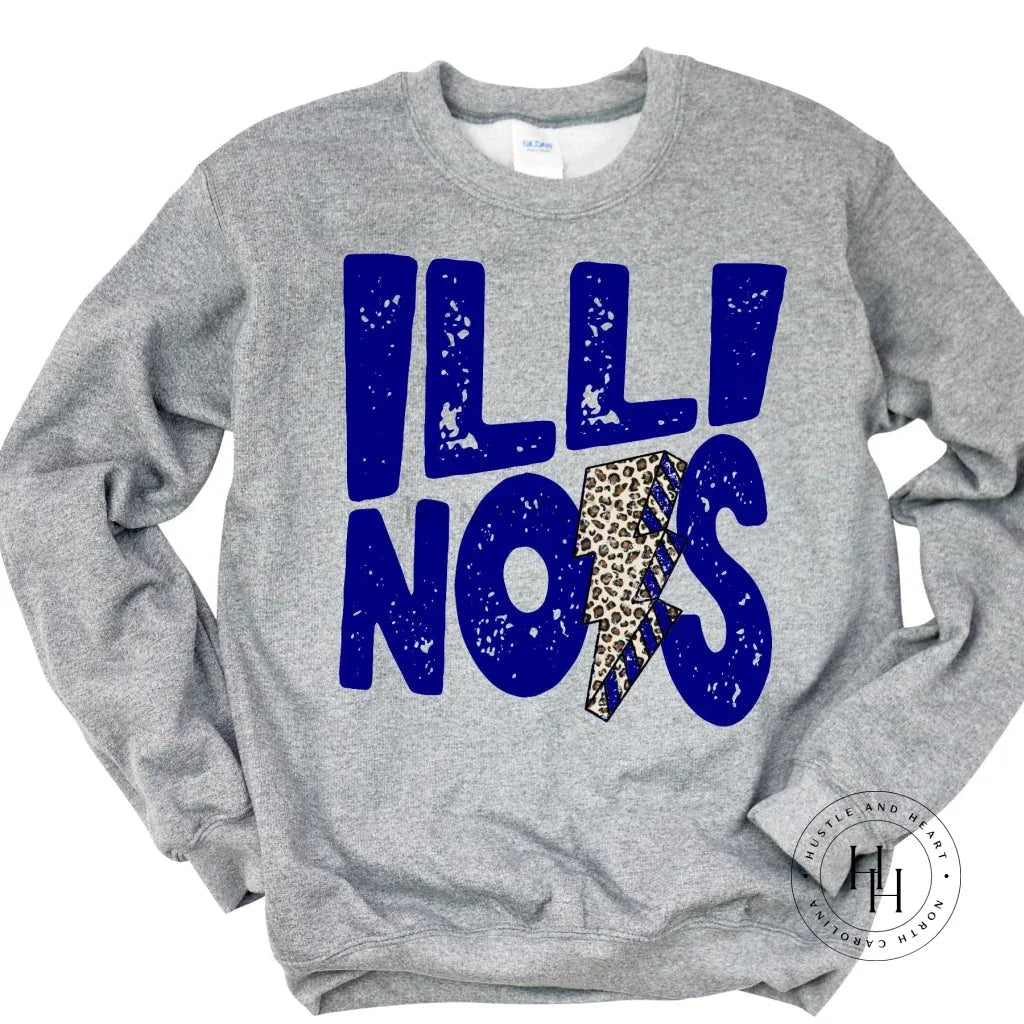 ILLINOIS Royal Blue Lightning Bolt Graphic Tee