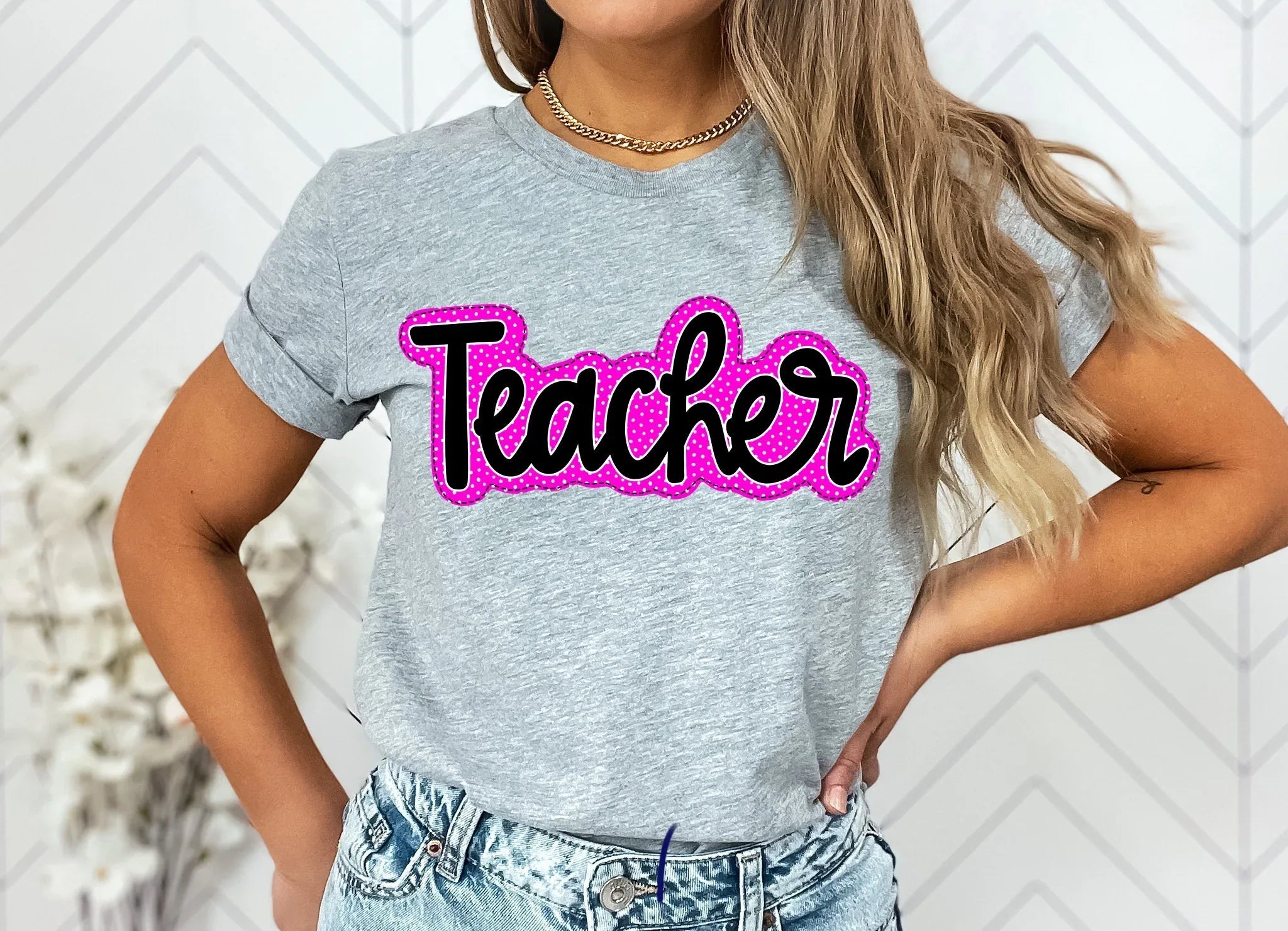 Teacher Faux Applique Graphic Tee