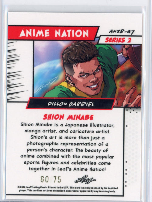 2025 Leaf Web Exclusives Anime Nation Dillon Gabriel #47 Blue /75 Rookie RC Football Card