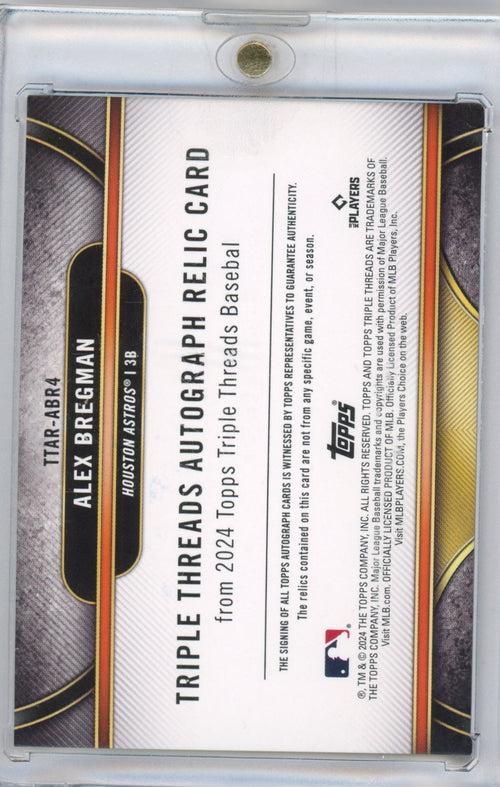 2024 Topps Triple Threat Alex Bregman #TTARABR4 Relic Auto /27 Baseball Card