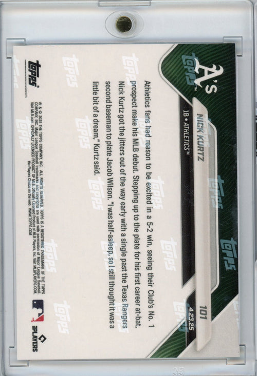 2025 Topps Now Nick Kurtz #101 Gold /50 Rookie RC Baseball Card