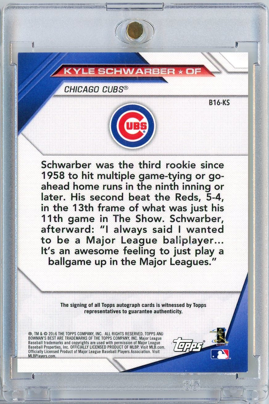 2016 Bowman Best Kyle Schwarber #B16-KS /99 Auto Rookie RC Baseball Card