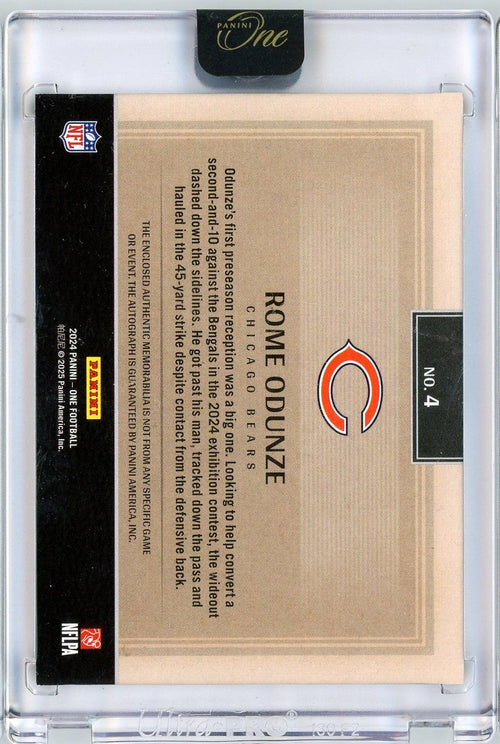 2024 Panini One Rome Odunze #4 /49 Green Rookie Patch Auto Rookie RC Football Card