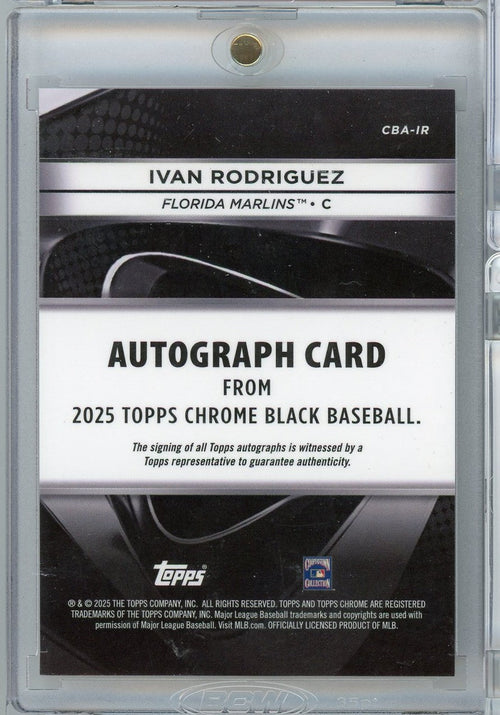 2025 Topps Chrome Black Ivan Pudge Rodriguez #CBA-IR /50 Gold Mini Diamond Auto Baseball Card