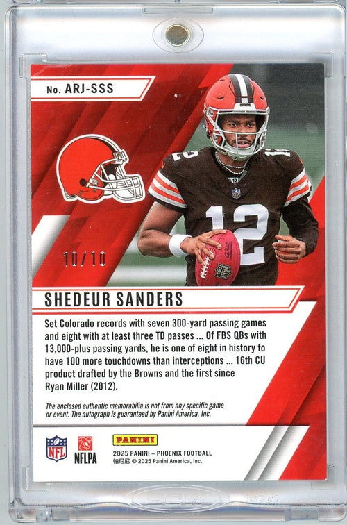 2025 Panini Phoenix Ascension Shedeur Sanders #ARJSSS 10/10 RPA Auto Rookie RC Football Card