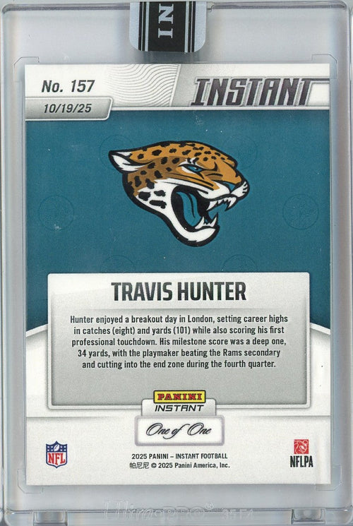 2025 Panini Instant Travis Hunter #157 Magma 1/1 Jacksonville Jaguars Rookie RC Football Card