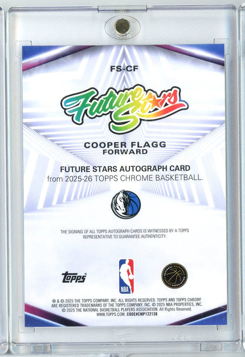 2025 Topps Cooper Flagg #FSCF Future Stars Auto Dallas Mavericks Rookie RC Basketball Card