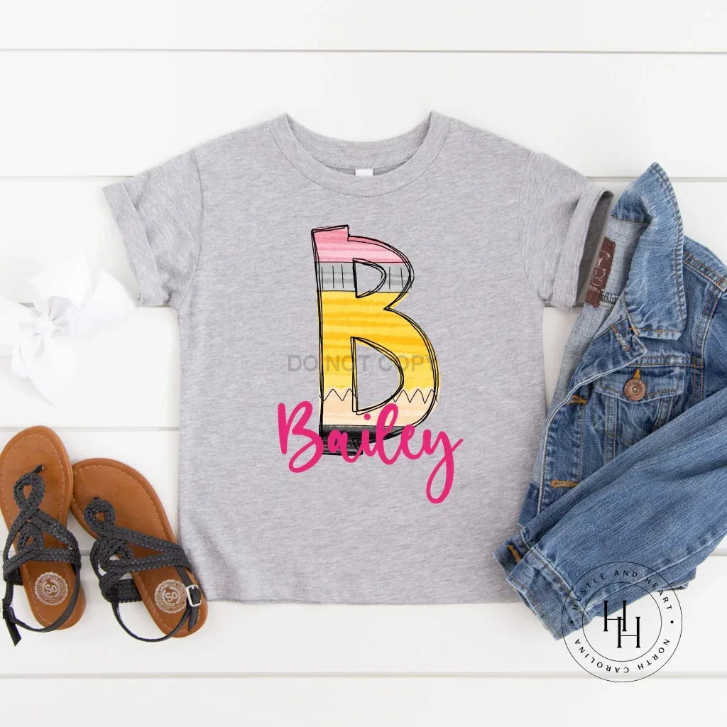 Large Letter Pencil Alpha Graphic Tee