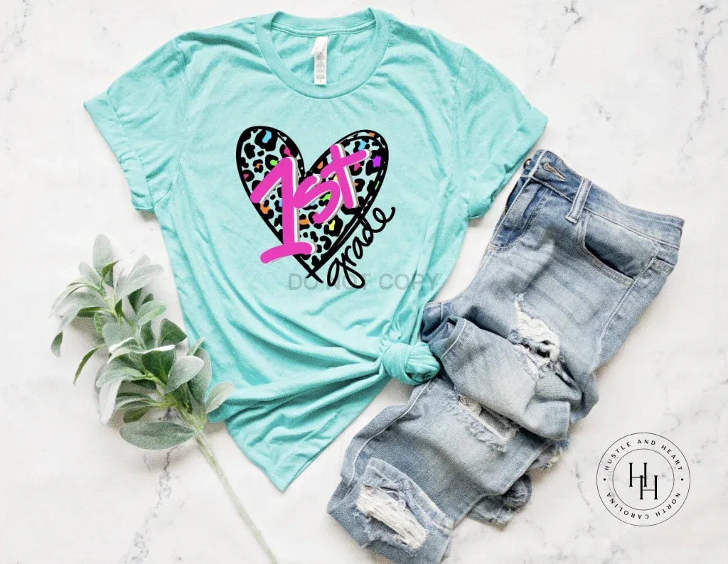 Leopard Heart- 1st Grade Graphic Tee