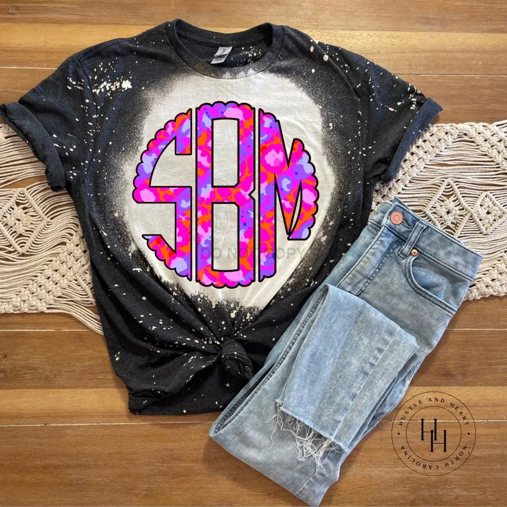 Leopard Stripe Monogram Graphic Tee