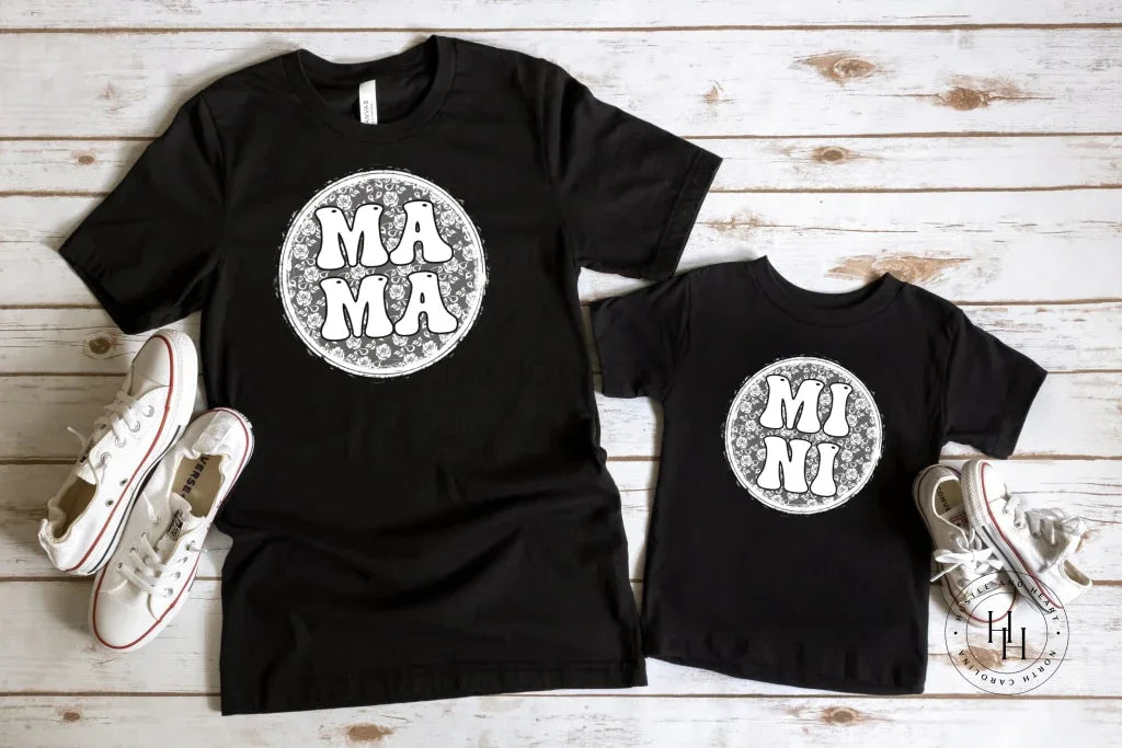 Mama/Mini Faux White Floral Lace Graphic Tee