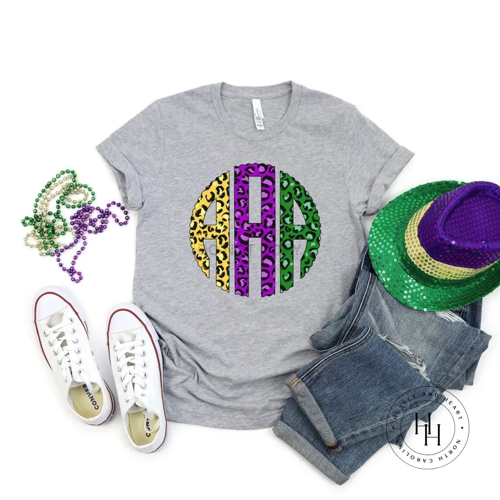 Mardi Gras Leopard Monogram Graphic Tee