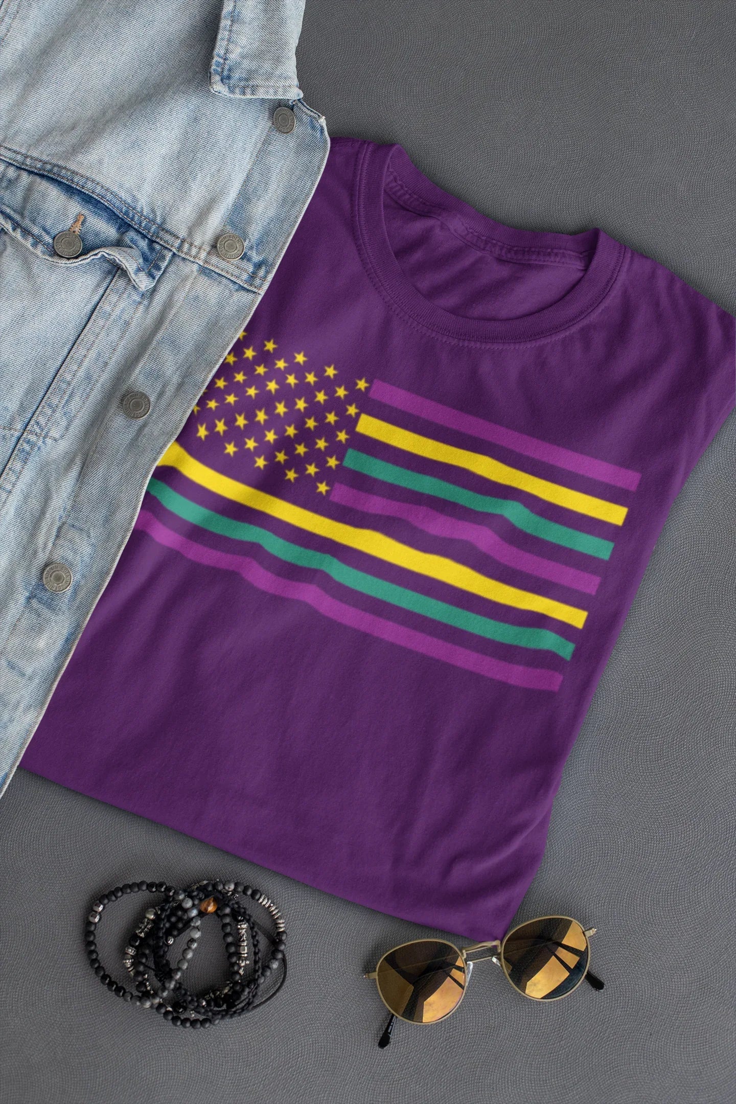 Mardi Gras Flag New Orleans 2023 Graphic Tee