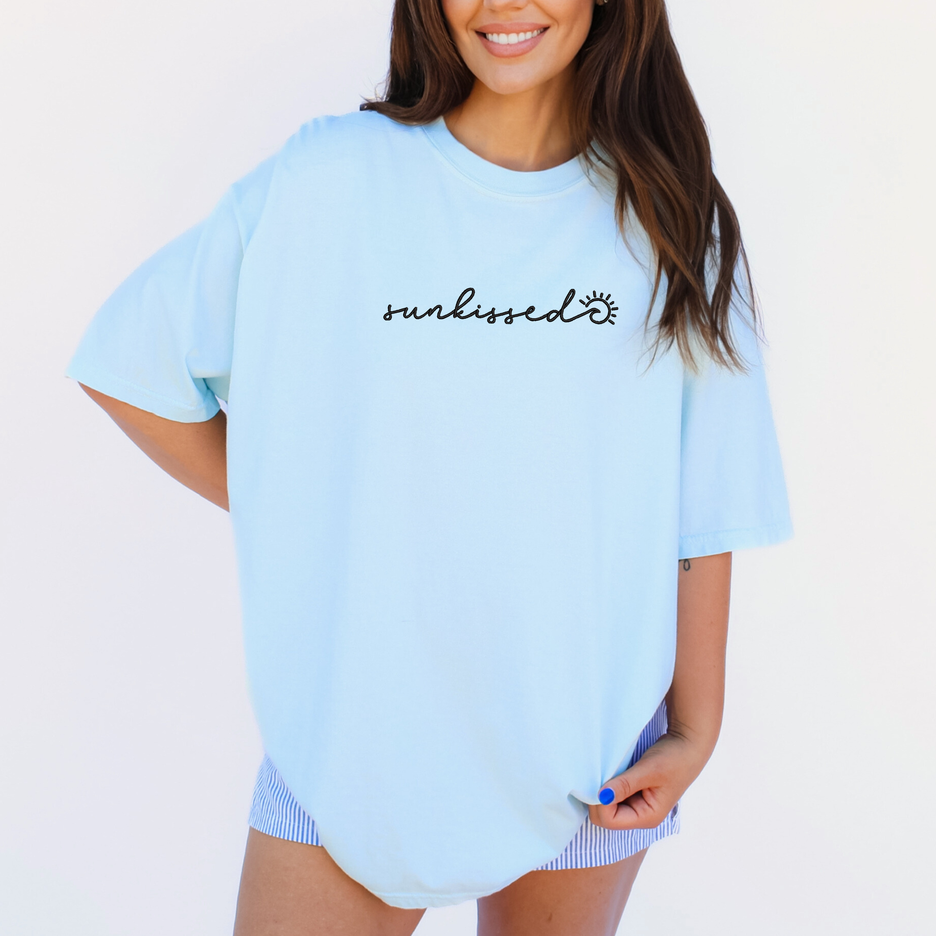 Sunkissed Summer Embroidered Comfort Color Short Sleeve Shirt or Tank Top