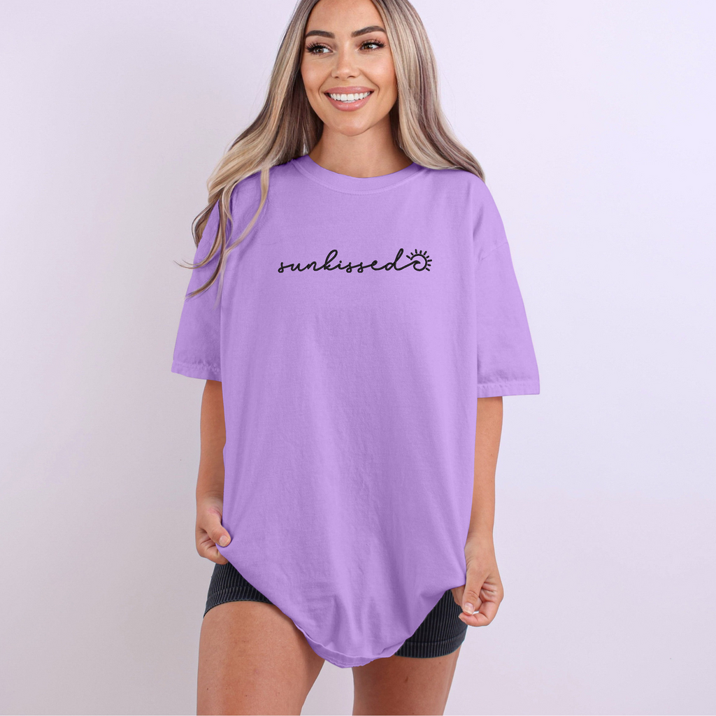 Sunkissed Summer Embroidered Comfort Color Short Sleeve Shirt or Tank Top
