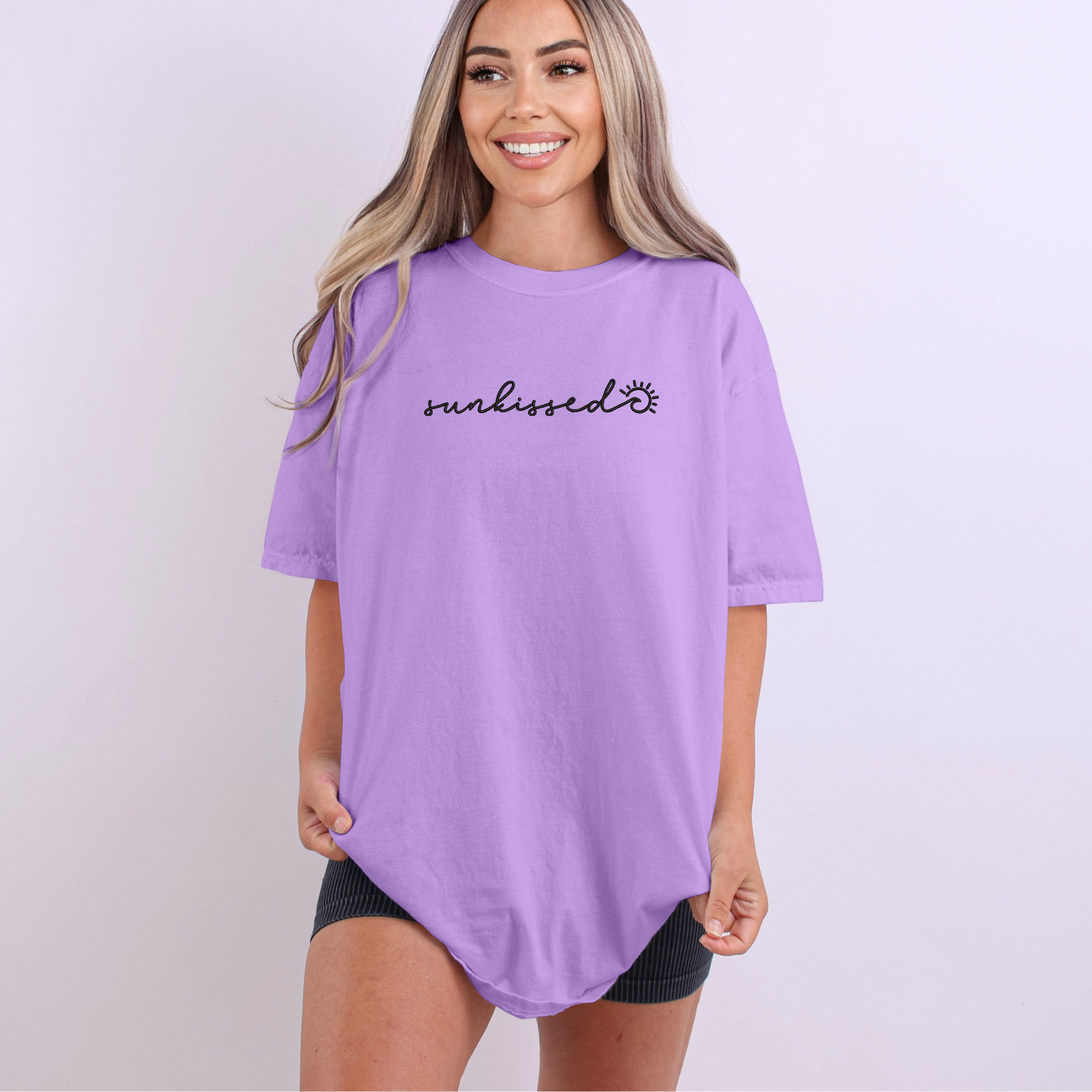 Sunkissed Summer Embroidered Comfort Color Short Sleeve Shirt or Tank Top