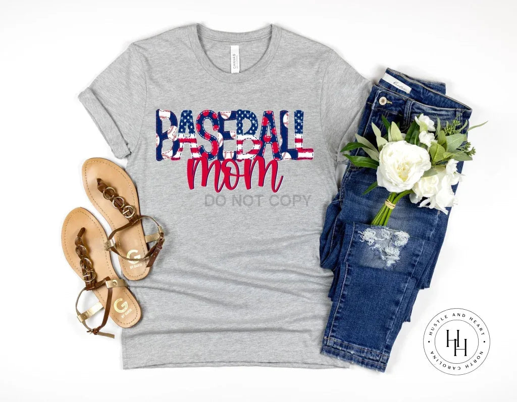 Patriotic Baseball Mom Doodle Graphic Tee