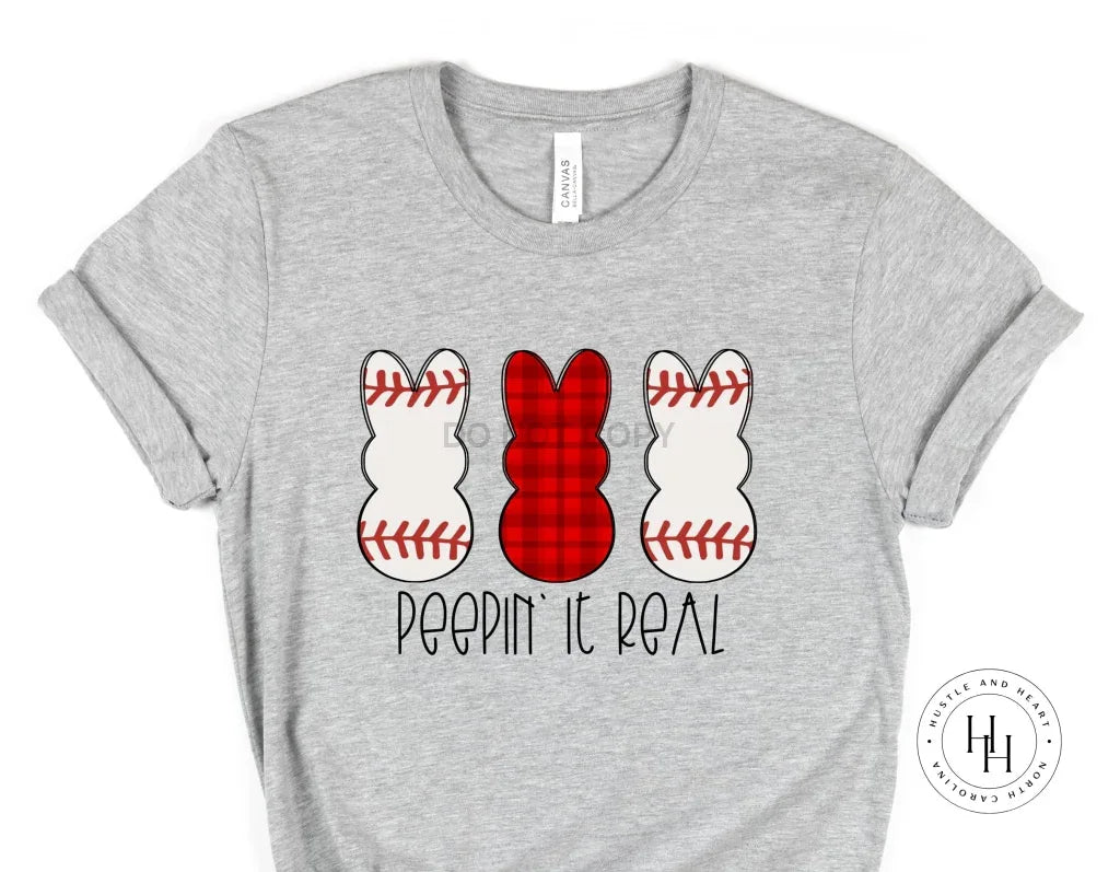 Peepin' It Real Baseball Peep Bunny Graphic Tee