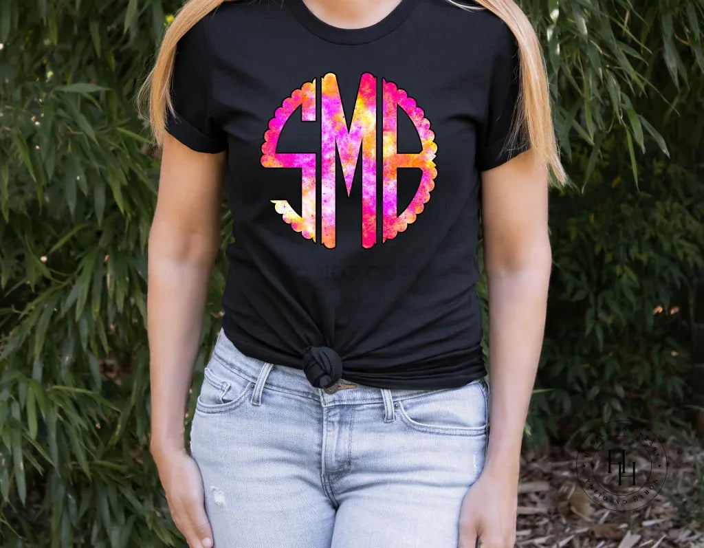 Pink/Orange Swirl Monogram Graphic Tee