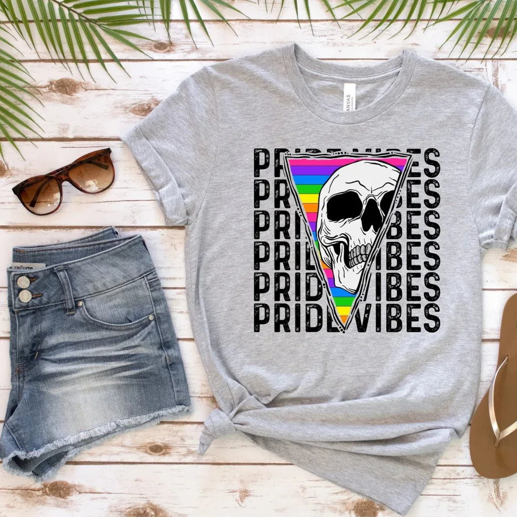 Pride Vibes Skull Pride Graphic Tee