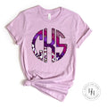 Purple Stripe Leopard Monogram Graphic Tee