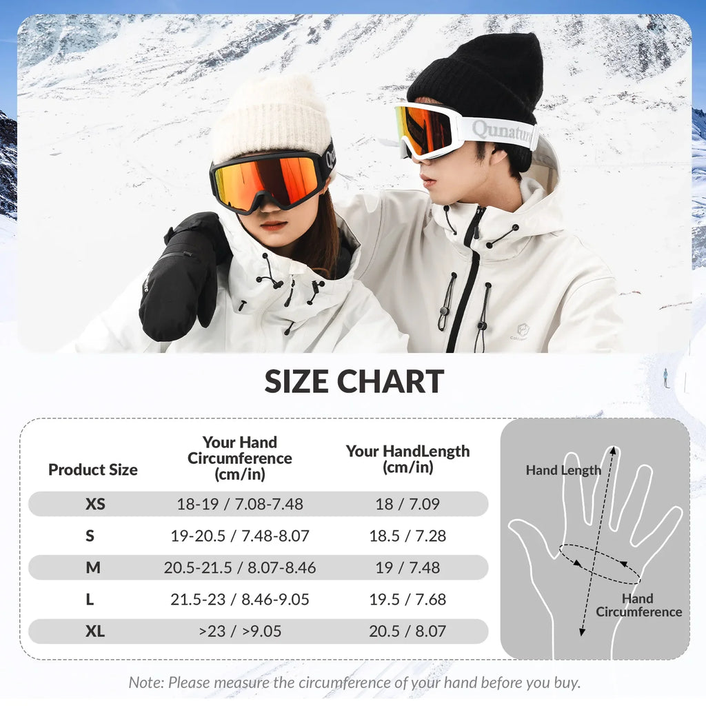 Windproof Waterproof Thermal Ski Gloves Double-Layer Insulation Touchscreen