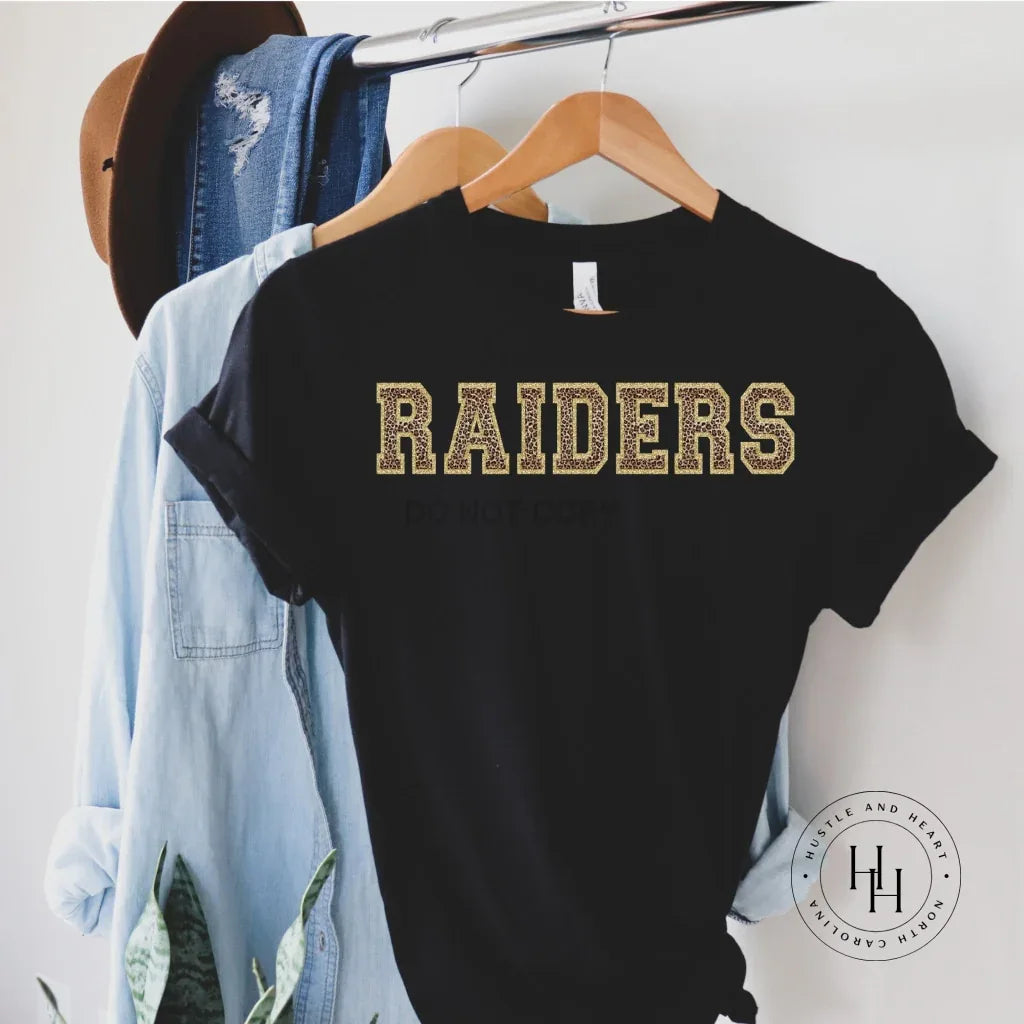 Raiders Leopard Faux Chenille Letters Graphic Tee