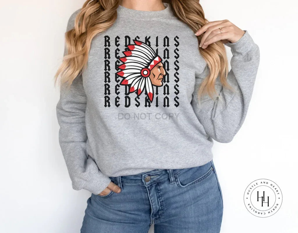 Redskins Repeating Mascot Graphic Tee