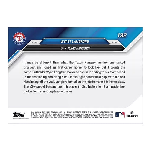 2024 Topps Now Wyatt Langford #132 Rookie RC Baseball Card