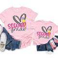 Second Grade Striped Heart Graphic Tee