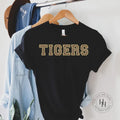 Tigers Leopard Faux Chenille Letters Graphic Tee