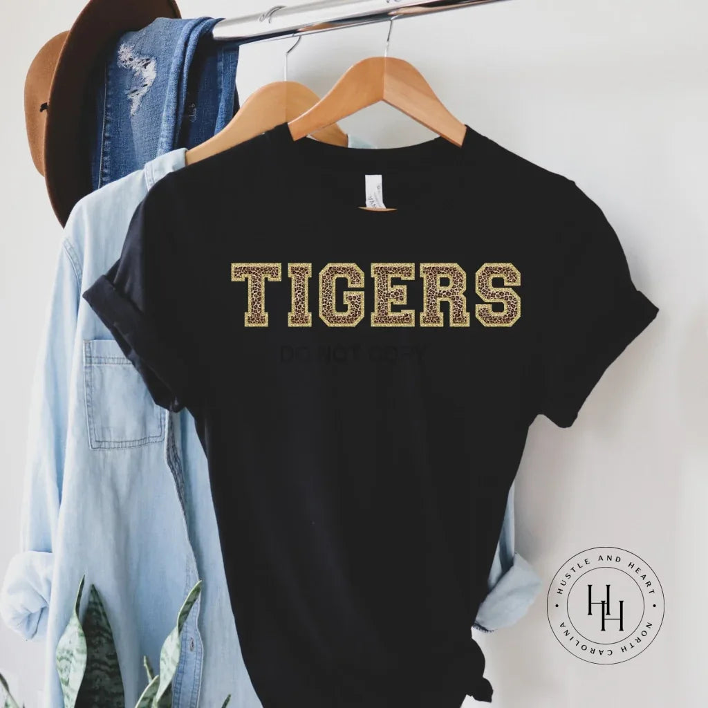 Tigers Leopard Faux Chenille Letters Graphic Tee