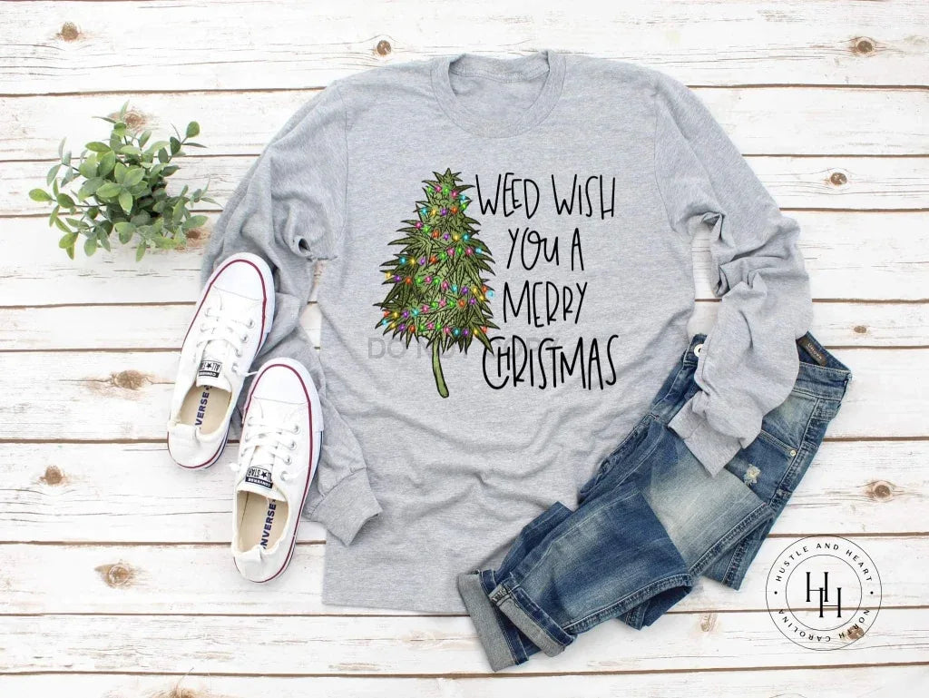 Weed Wish You A Merry Christmas Graphic Tee