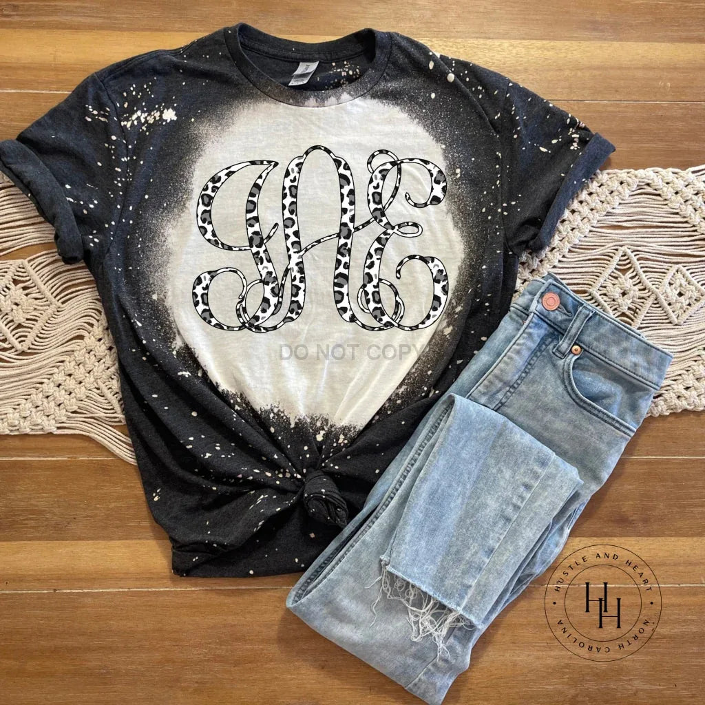 White Leopard Bleach Monogram Graphic Tee
