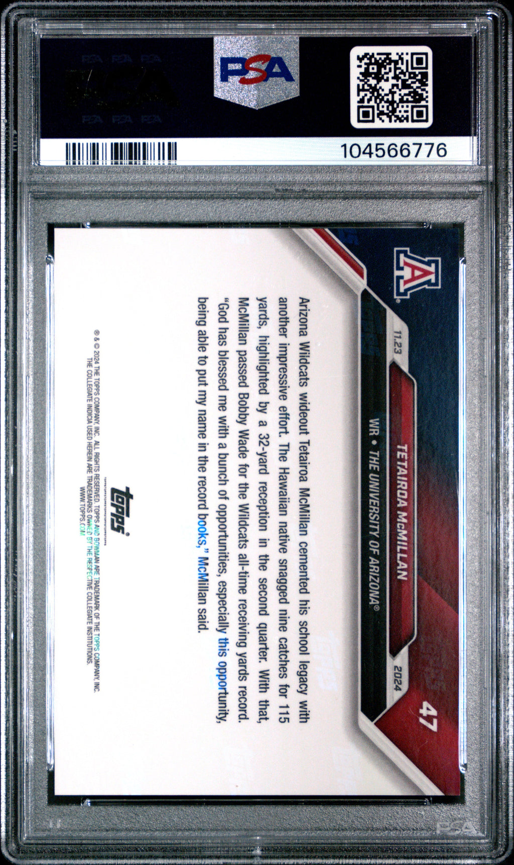 Graded 2024 Topps Bowman U Now Tetairoa McMillan #47 Orange /5 Rookie RC Football Card PSA 10 Gem Mint